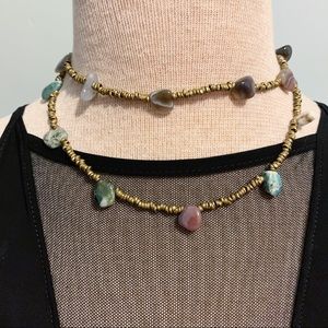 Handmade African Agate Gem & Bronze neckla…